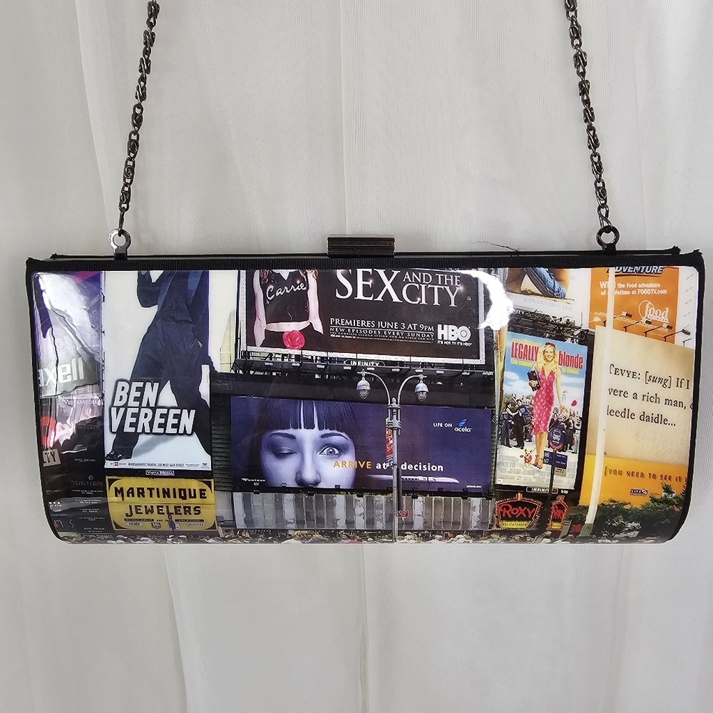 Adir Times Square Media Colorful Graphic Hardside Clutch Shoulder Crossbody - Picture 5 of 7